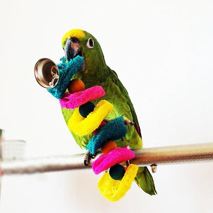 Hypeety Bird Toys Parrot Hanging Chew Toys Natural Colorful Loofah Shred and - Image 3