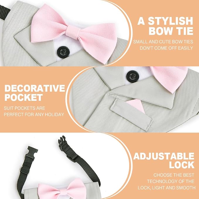 Tuxedo Dog Collar for Wedding Engagement and Birthday, Adjustable Formal Dog - Image 3