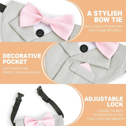 Tuxedo Dog Collar for Wedding Engagement and Birthday, Adjustable Formal Dog - Image 3