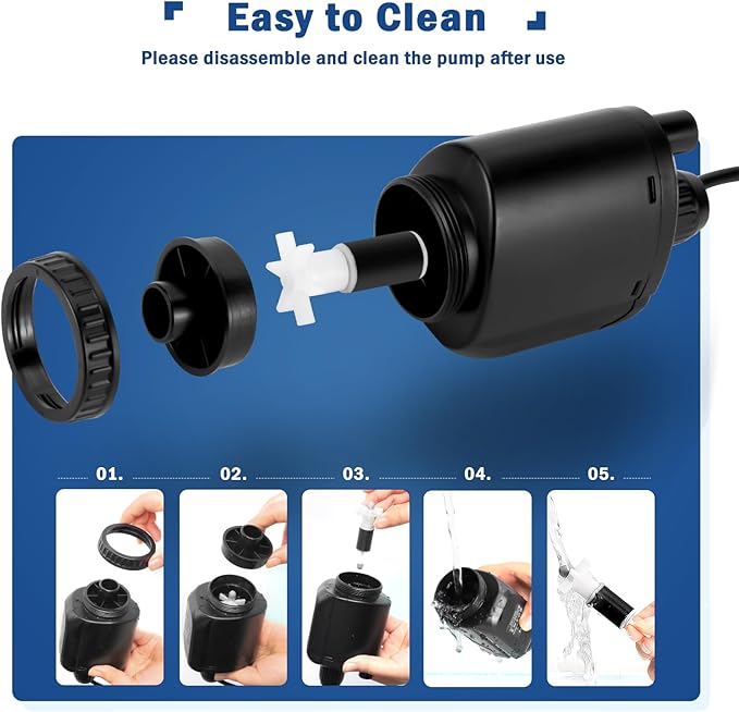 AQQA Aquarium Gravel Cleaner Kit, 6 in 1 Electric Fish Tank Vacuum Cleaning - Image 5