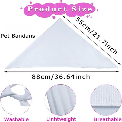 24 Pieces Sublimation Pet Bandanas White Heat Transfer Triangle Dog Scarf Blank - Image 2
