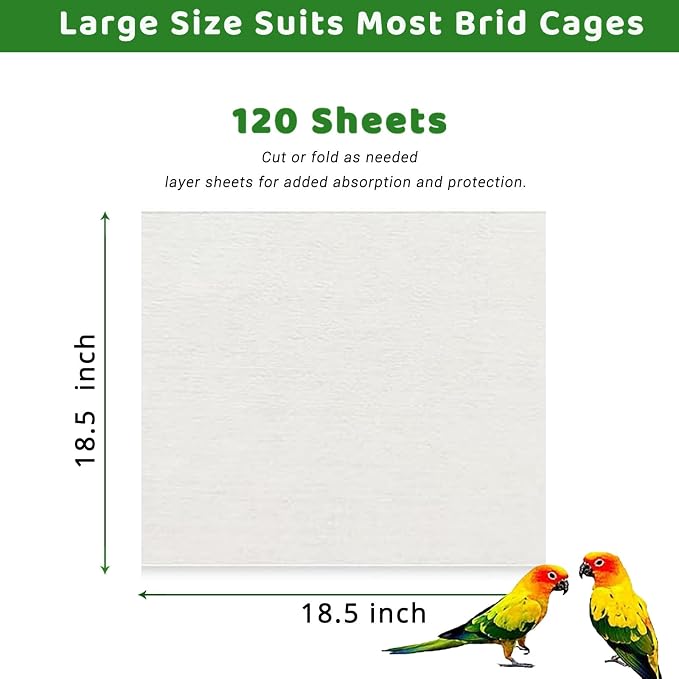 ZIQON 120 Pcs Bird Cage Liner Papers Big Size Cage Paper Liners Disposable Cage - Image 2