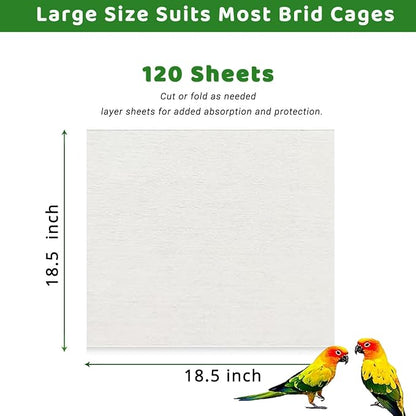 ZIQON 120 Pcs Bird Cage Liner Papers Big Size Cage Paper Liners Disposable Cage - Image 2