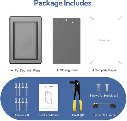 Dog Door for Exterior Door, Antirust & Heavy Duty Doggie Door, Aluminum Doggy - Image 6