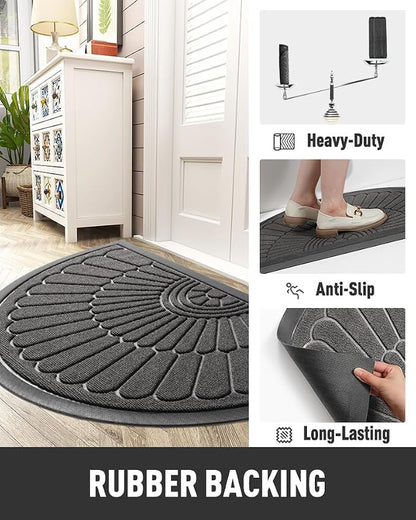 tchdio Door Mat Outdoor Indoor Entrance Doormat-Semicircular Durable Rubber Non - Image 3