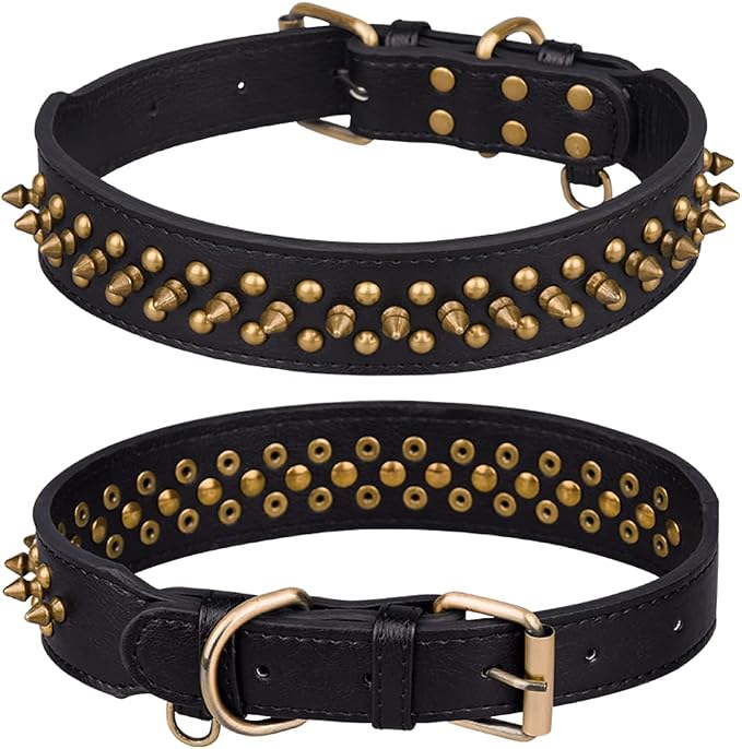 Spiked Dog Collar Soft Pu Leather Mushrooms Rivet Spike Studded Puppy by Unknown