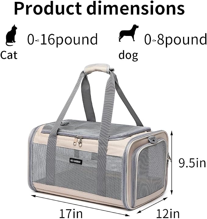 Airline Approved Pet Carrier for Cats and Small Dogs, Breathable and - Image 2