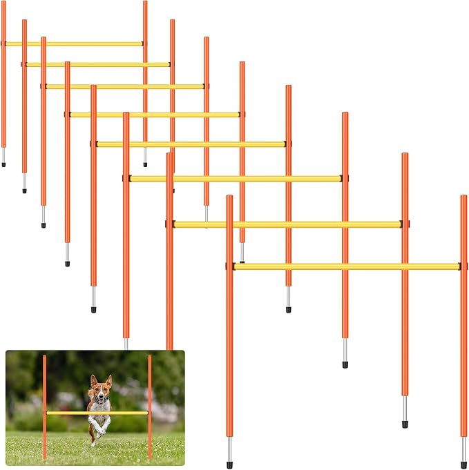 8 Set Dog Agility Jump Adjustable Dog Agility Hurdle Training Equipment by Hollowfly