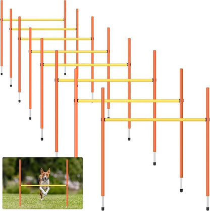 8 Set Dog Agility Jump Adjustable Dog Agility Hurdle Training Equipment by Hollowfly