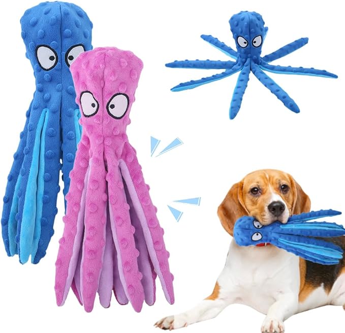 Octopus Dog Toys, No Stuffing Crinkle Dog Toys by AprYew