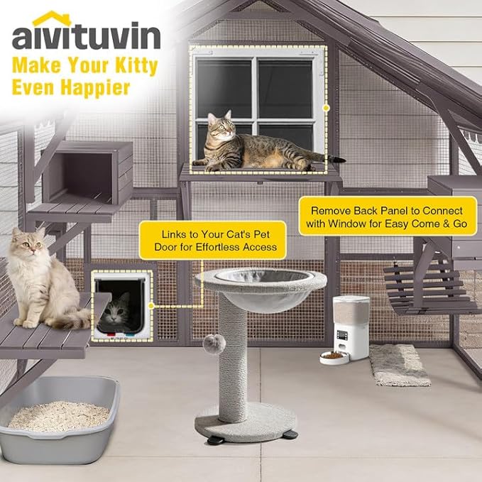 Aivituvin Large Catio Outdoor Cat Enclosure Window Design - Image 2