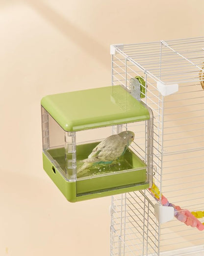 septillar Bird Feeder and Bath for Cage, Hanging Bird Bathtub Bath Shower Box - Image 8