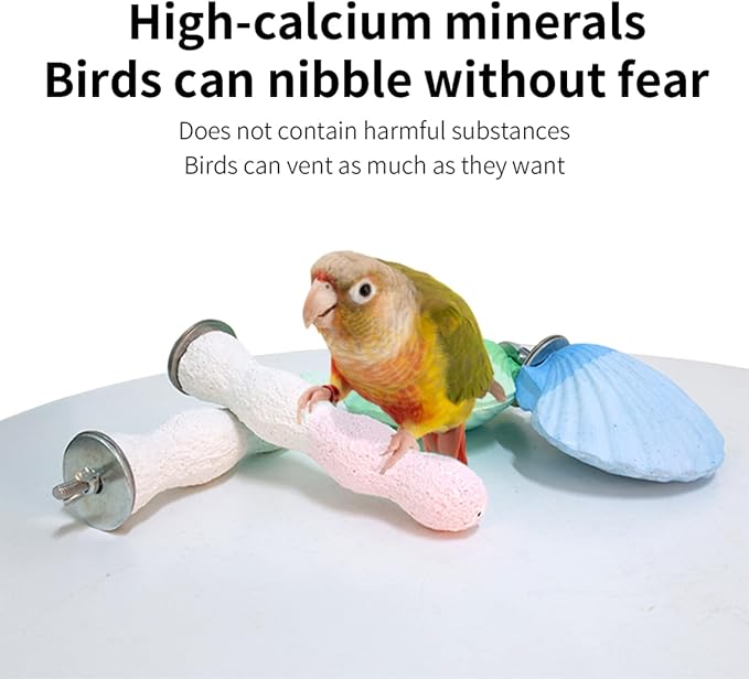 Bird Perches for Cage, Abrasive Surface High Calcium Mineral Parrot Perch Stand - Image 4