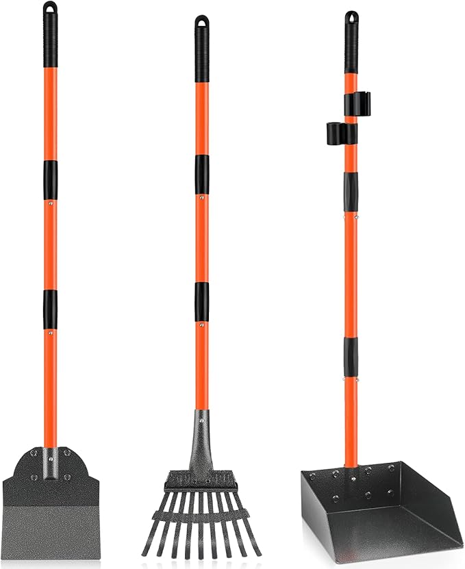 Pooper Scooper, Detachable Long Handle Dog Pooper Scoopers by ROIUBPO
