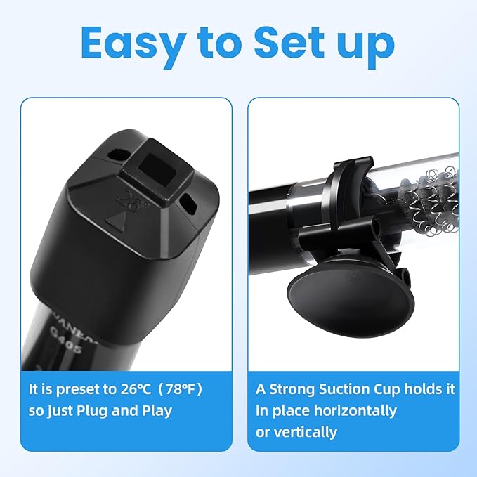 AQUANEAT Aquarium Heater, 25W Small Betta Fish Tank Heater, Mini Preset Water - Image 6