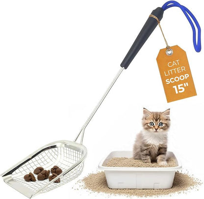 Sand Dipper Metal Cat Litter Scoop – Long Handle Cat Poop Scooper by SandDipper-Becausewereallbeachcombersatheart%E2%84%A2