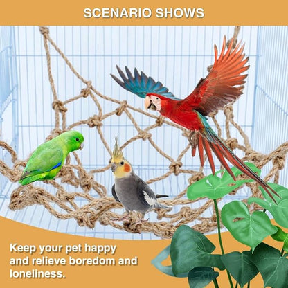2 Packs Natural Bird Rope Net Parrot Swing Hammock - Image 7