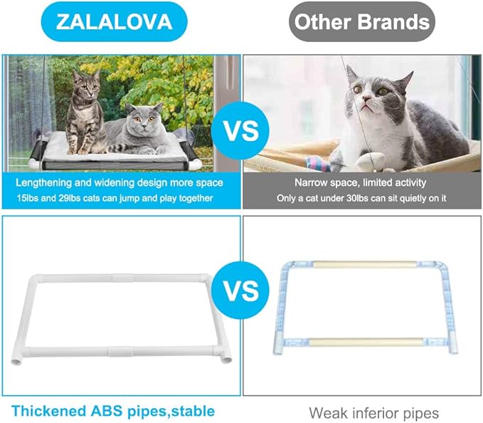 ZALALOVA Cat Window Perch Seat Large Sturdy Cat Beds Fleece Blanket 2025 Latest - Image 5