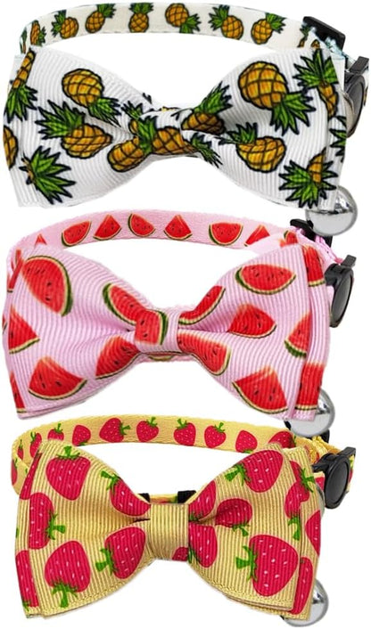 Fruit Cat Collar with Bow Tie and Bell 3 Pack Watermelon Strawberry and by Diaurbsie