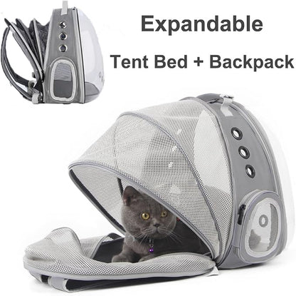 Back Expandable Cat Backpack Carrier, Fit up to 12 lbs, Space Capsule Bubble - Image 3