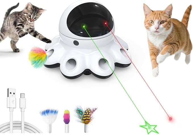 ORSDA Cat Laser Toy, 2-in-1 Interactive Automatic Motion Activated Moving 8 by ORSDA