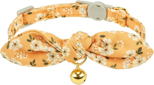Bowtie Cat Collar with Bell, 2 Pack Cotton Breakaway Kitten Collars with - Image 2