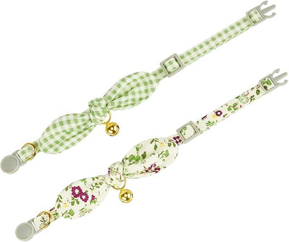 Bowtie Cat Collar with Bell, 2 Pack Cotton Breakaway Kitten Collars with - Image 4