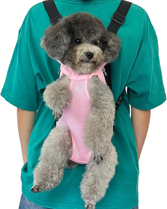 Pet Dog Carrier Backpack, Portable Breathable Mesh Chest Carrier, Polyester - Image 2
