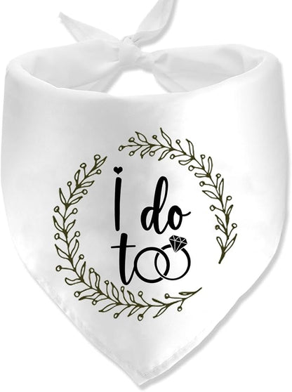 I Do Too Engagement Dog Bandana, Wedding Party Pet Scarf, Photo Prop, by Lcekterur
