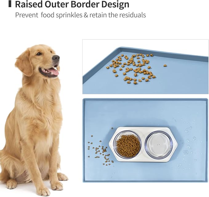 Dog Food Mat, Silicone Waterproof Food Tray, Non Slip Pet Bowl Mats Placemat - Image 3