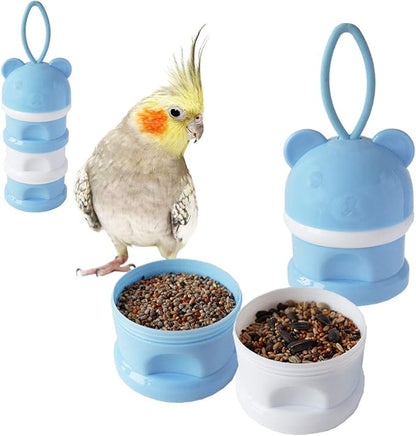 Portable Bird Feeder Cups Bird Food Water Treat Box Parrot Food Storage by FOIBURELY