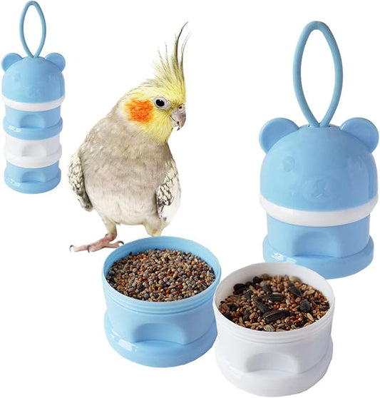 Portable Bird Feeder Cups Bird Food Water Treat Box Parrot Food Storage by FOIBURELY