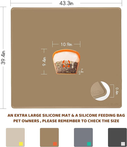 Extra Extra Large Silicone Dog Food Mat 39.4×43.3in and 128oz Silicone Bag Set - Image 2