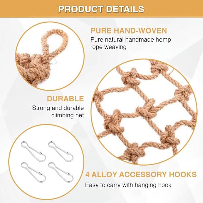 2 Packs Natural Bird Rope Net Parrot Swing Hammock - Image 3