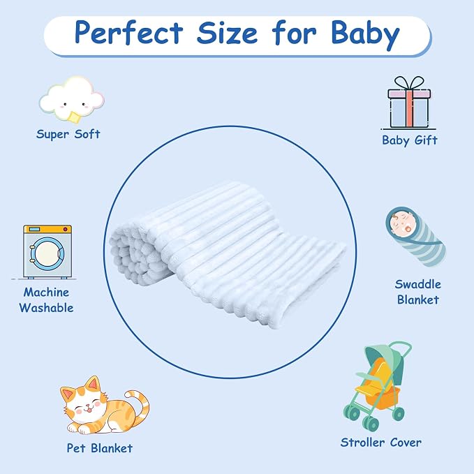 Soft Fleece Baby Blanket Ultra Cozy Blue Baby Blankets - Image 7