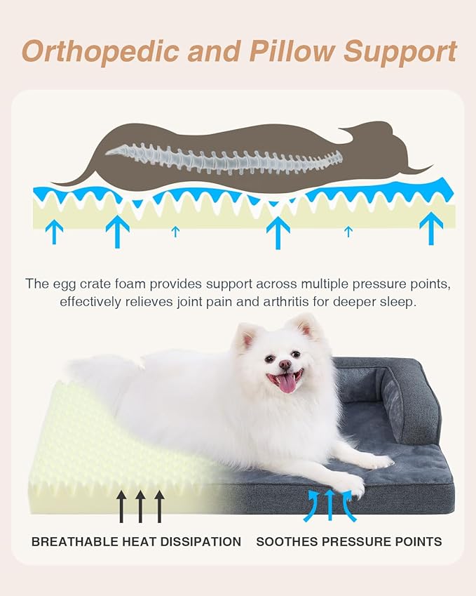 KSIIA Washable Dog Bed Large Sized Senior Dog, Orthopedic Warm Soft Pet Sofa - Image 2