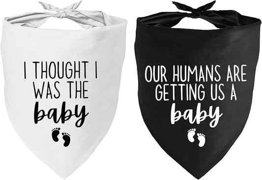 Our Humans are Getting us a Baby Dog Bandanas Pet Scarf Pregnancy Announcement by YROVWENQ