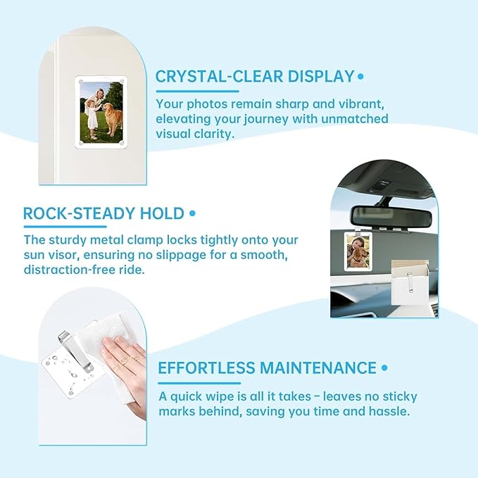 2 Pack Magnetic Car Visor Photo Holder – Personalized Acrylic Clip - Image 3