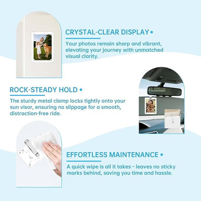 2 Pack Magnetic Car Visor Photo Holder – Personalized Acrylic Clip - Image 3