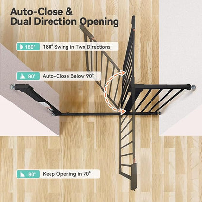 COMOMY 30" Tall Baby Gate for Stairs Doorways, Fits Openings 29.5" to 43.3" Wide - Image 4