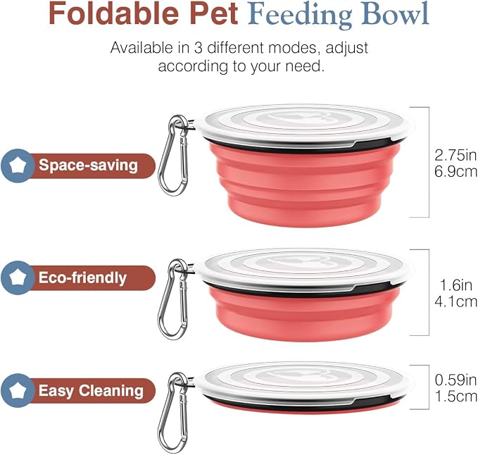Pawaboo Collapsible Dog Bowls 2 Pack, Silicone Feeding Watering Bowls - Image 6