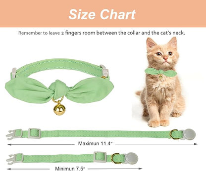 Bunny Ear Cat Collar with Bell and Bow Tie, Breakaway Cute Bowtie Kitten Collars - Image 8