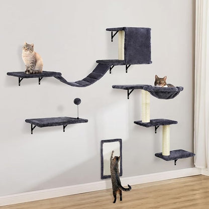 Cat Wall Shelves, Space-Saving Wall-Mounted Cat Climber Set by SLFYFC