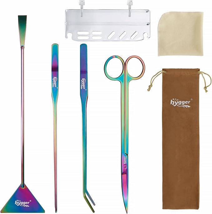 hygger 6-in-1 Long Aquarium Aquascaping Tools Kit, Color Stainless Steel by hygger