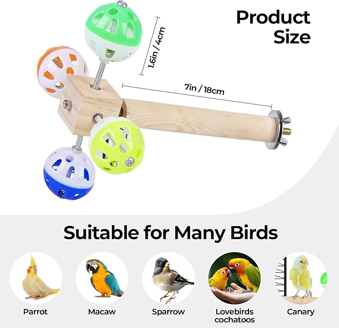 Bird Stand Perch Toy with Rotating Balls, Bird Toys - Image 7