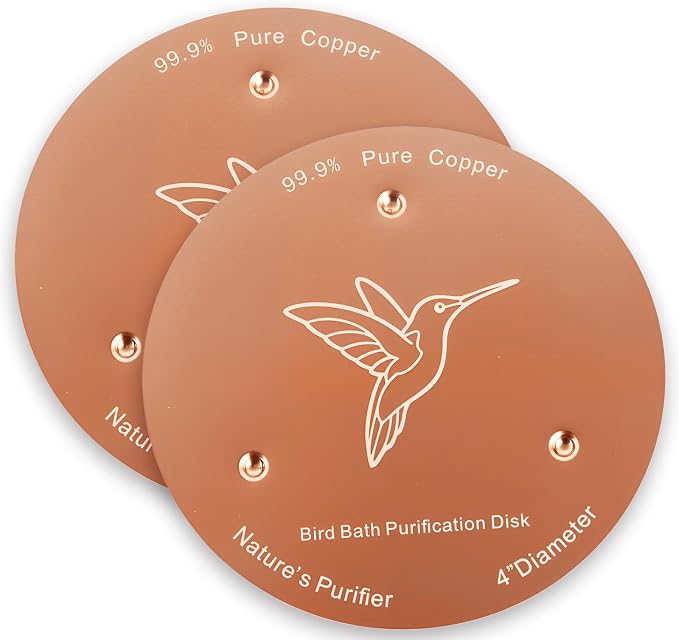 2 Pack Bird Bath Copper Discs, 99.9% Pure Copper Cleaner by Bessny