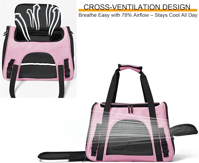 Dog Cat Carrier Soft for Small Pet Up to 16 Lbs TSA Airline Approved Travel - Image 6