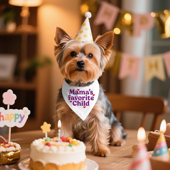 Mama's Favorite Child White Dog Bandana, Funny Photo Prop Pet Scarf Accessories - Image 4