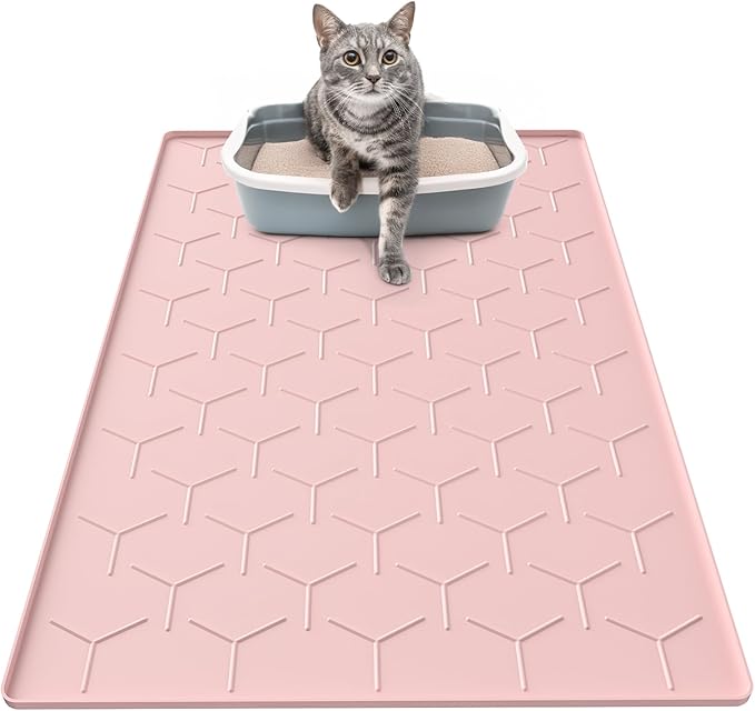 Silicone Cat Litter Trapping Mat, Large Waterproof 34" X 22" Cat Litter Box Mat by Garoopion
