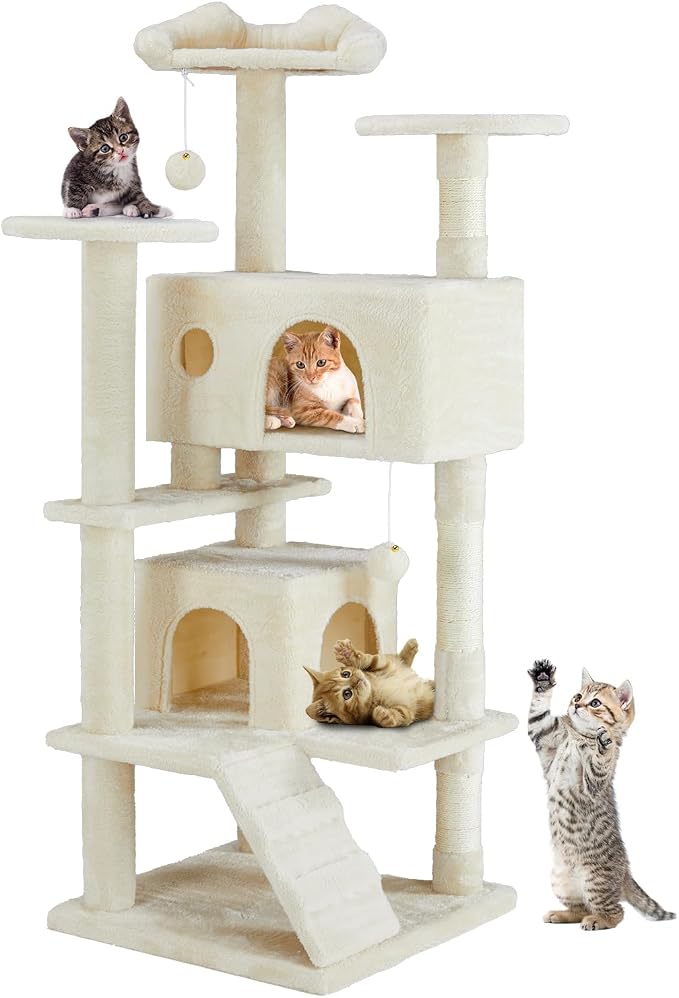 DUMOS 54-inch Indoor Cat Tree Tower –Multi-Level Pet House by DumosLifestyle
